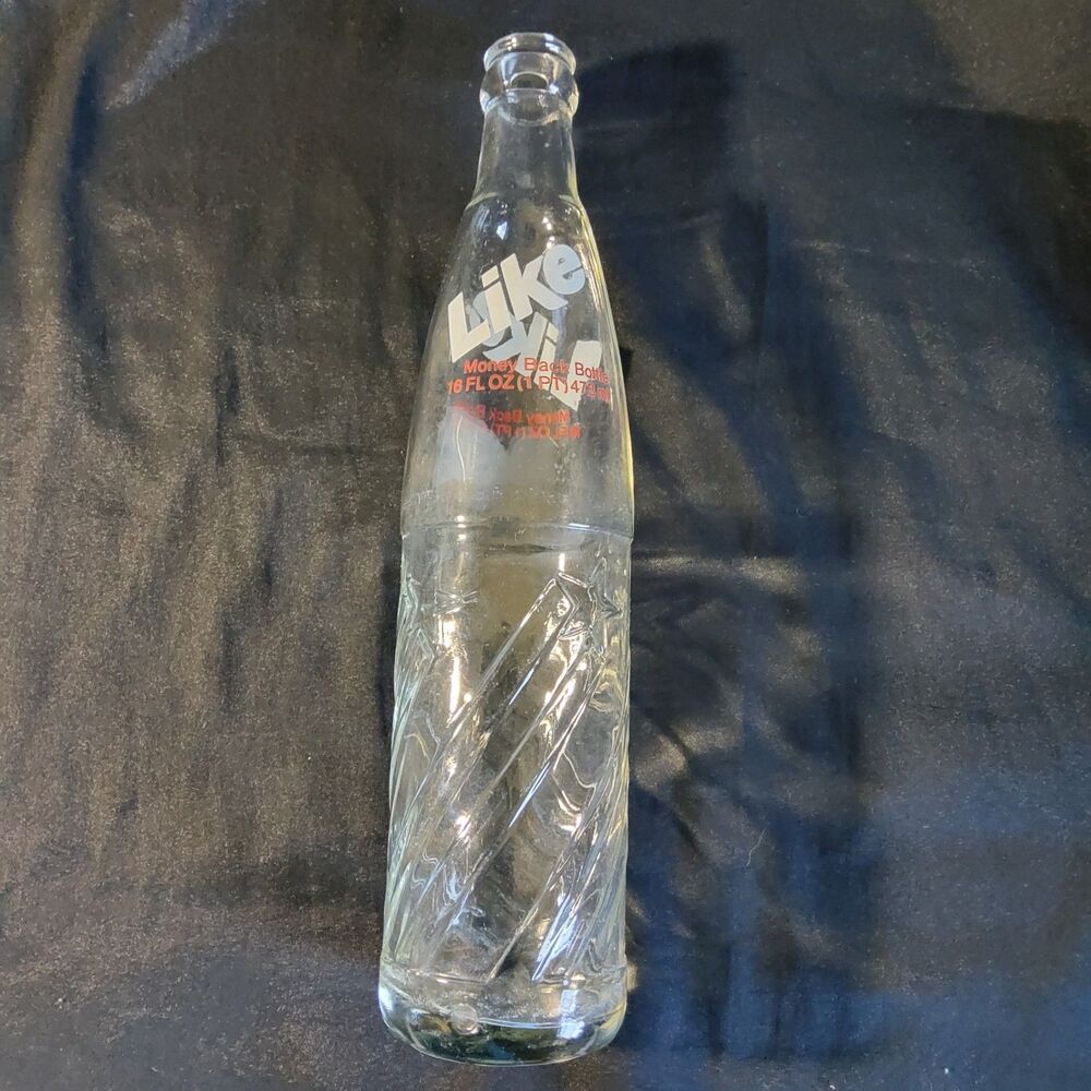 Vintage 1970s Like Cola Glass Soda Bottle 16 oz Pint Swirl Star Embossed 7Up Co